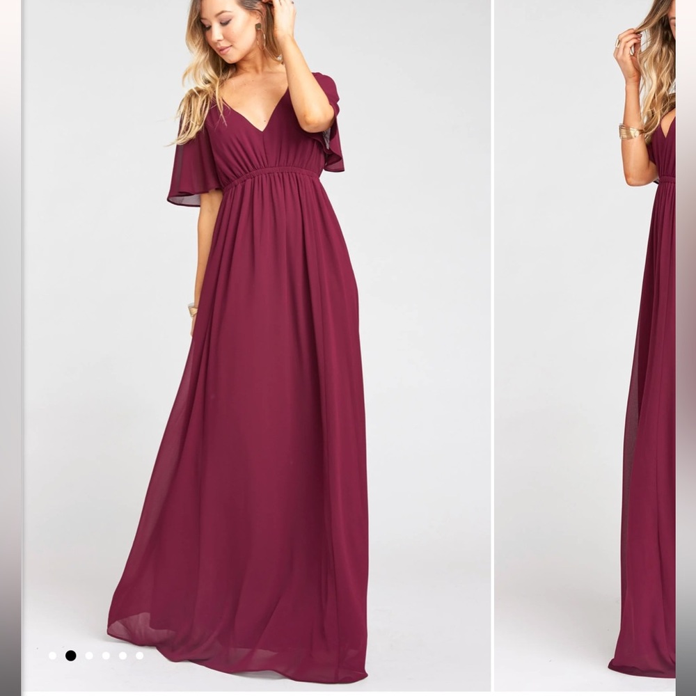 Show Me Your MuMu, Emily Empire Maxi Dress in Merlot Chiffon